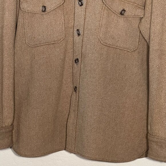 VGT 1980s Woolrich Beige Herringbone Wool Shacket XL Made In USA Outdoorsman - Picture 4 of 9